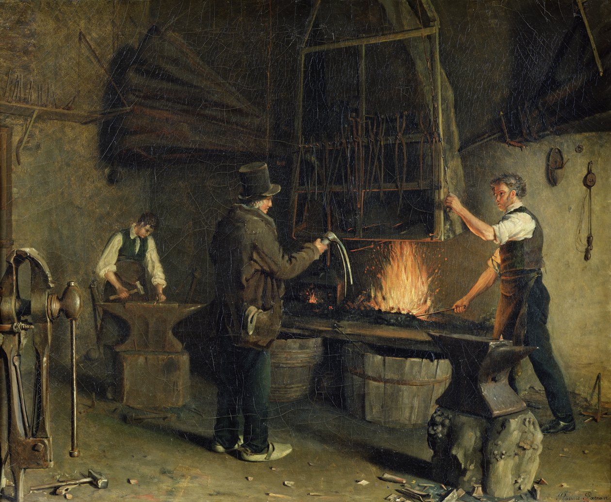Smedjens indre, 1837 af Rosine Parran