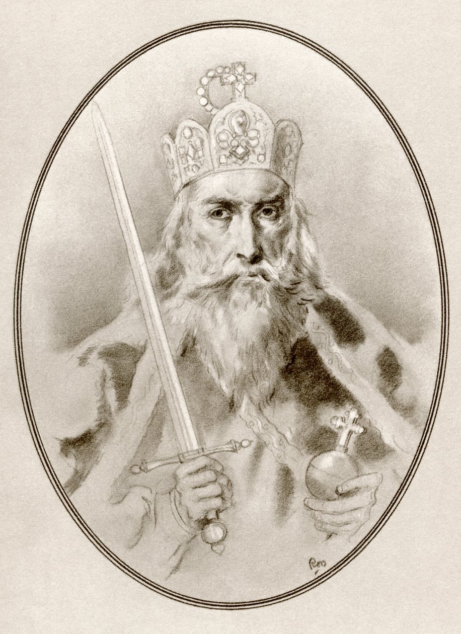 Charlemagne, alias Charles den Store eller Charles I, fra levende biografier om berømte herskere. af Ross Gordon