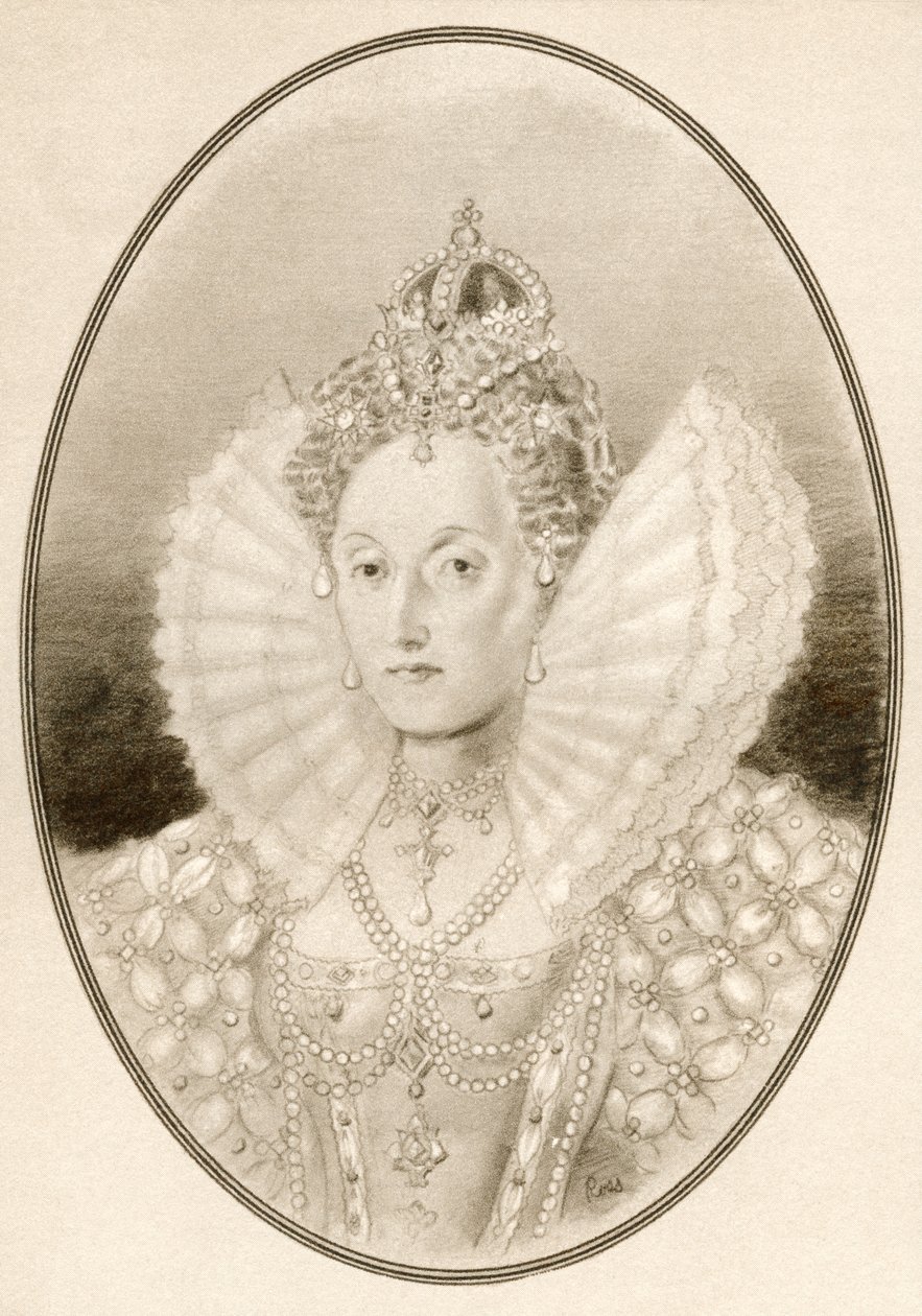Elizabeth I, alias The Virgin Queen, Gloriana eller Good Queen Bess, fra levende biografier om berømte herskere. af Ross Gordon
