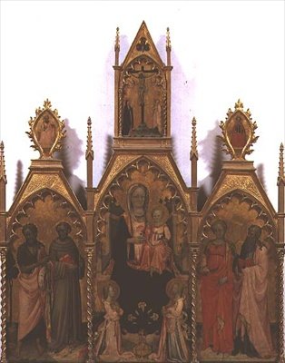 Madonna og barn troner med Saints (tempera på panel) af Rossello di Jacopo Franchi