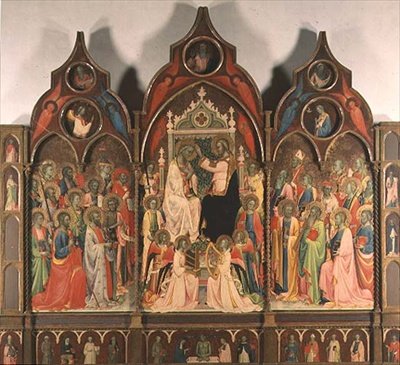 Jomfruens kroning (tempera på panel) af Rossello di Jacopo Franchi