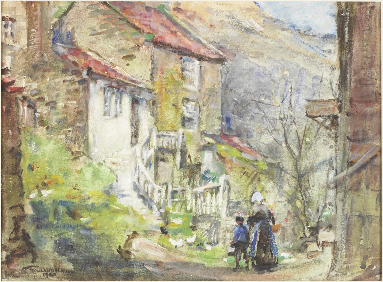 A Runswick Cottage (akvarel og kropsfarve på papir) af Rowland Henry Hill