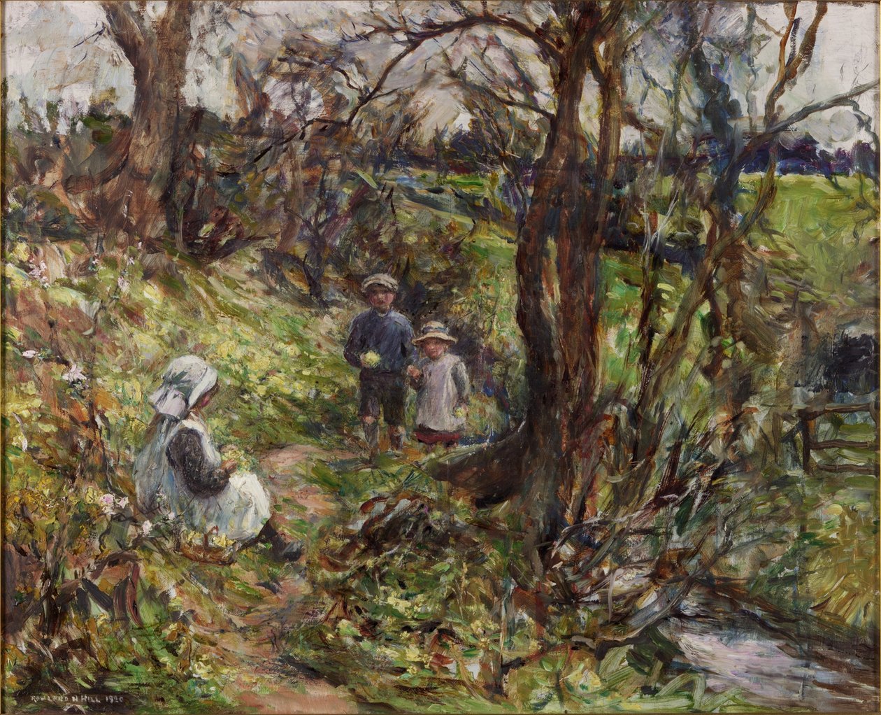 The Primrose Gatherers (olie på lærred) af Rowland Henry Hill