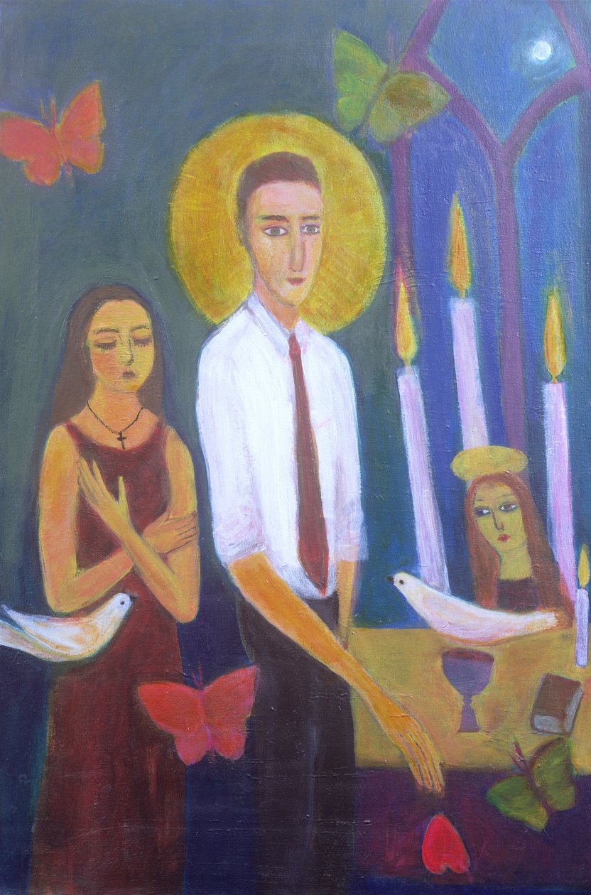 Aftenbøn, 2001 (akryl på lærred) af Roya Salari