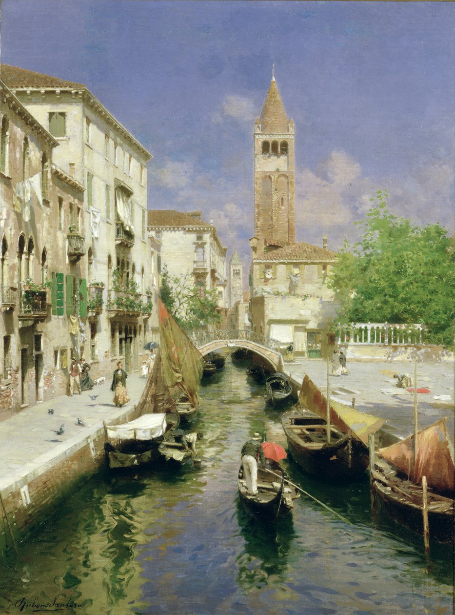 En venetiansk kanal af Rubens Santoro
