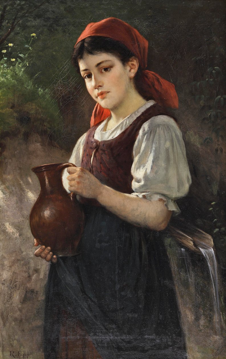 Ung pige med en lerkande af Rudolf Epp