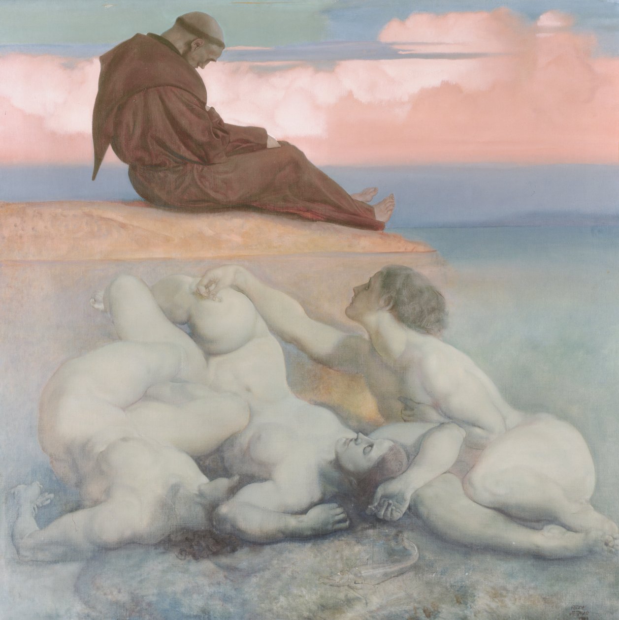 Munk og nixies, 1921 af Rudolf Jettmar