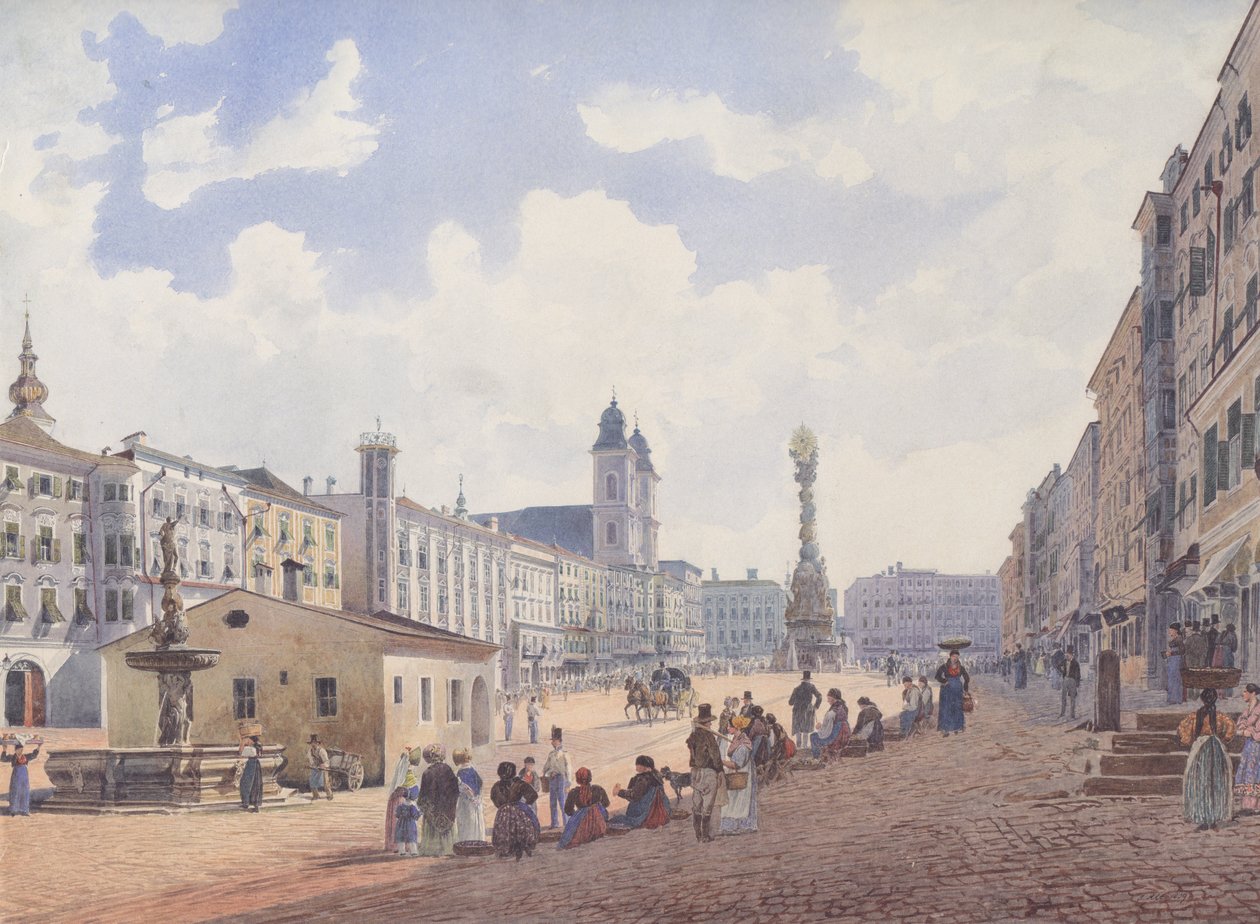 Hovedtorvet i Linz af Rudolf von Alt