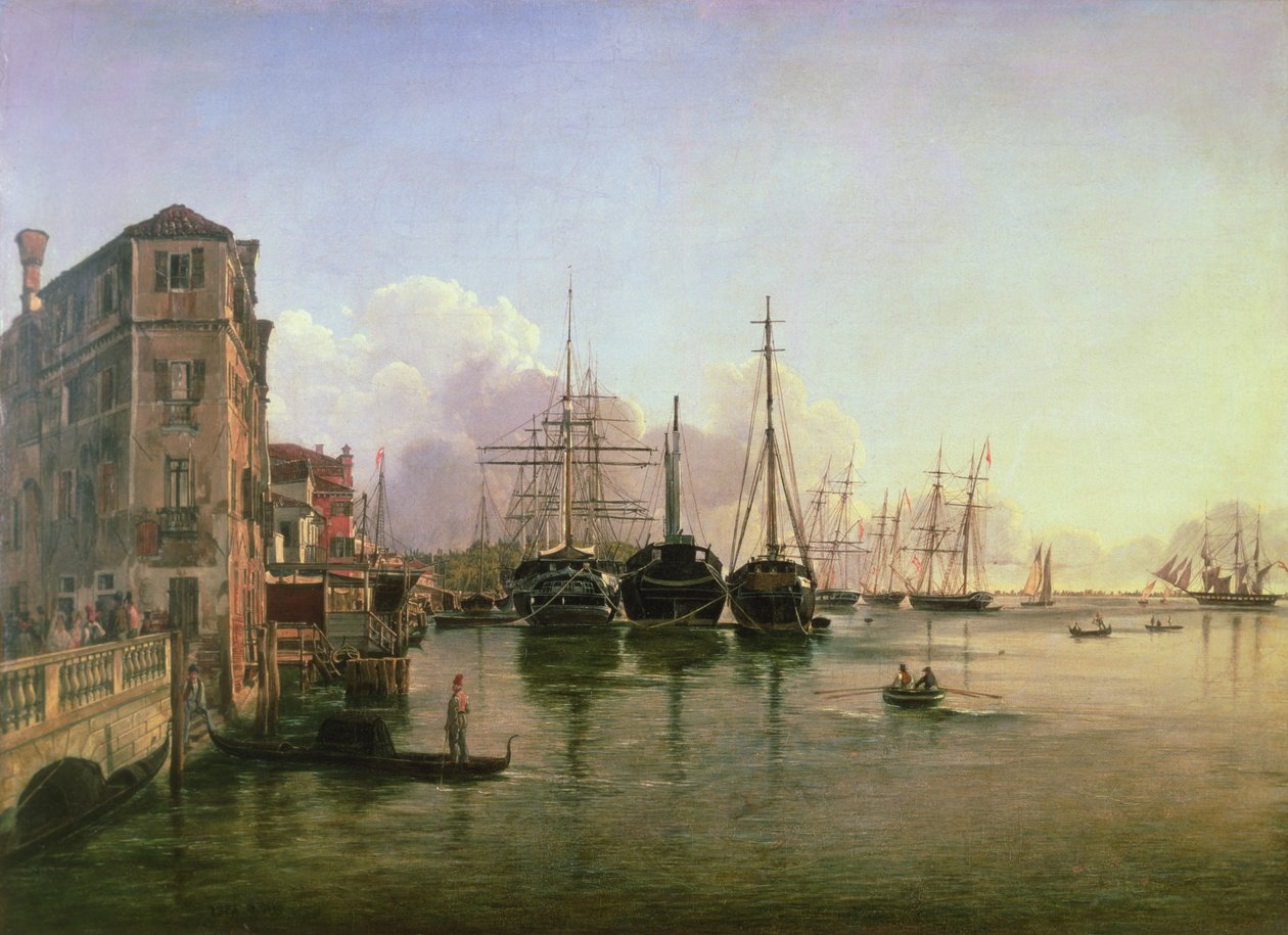 Udsigt over Strada Nuova, Venedig, 1800-tallet af Rudolf von Alt