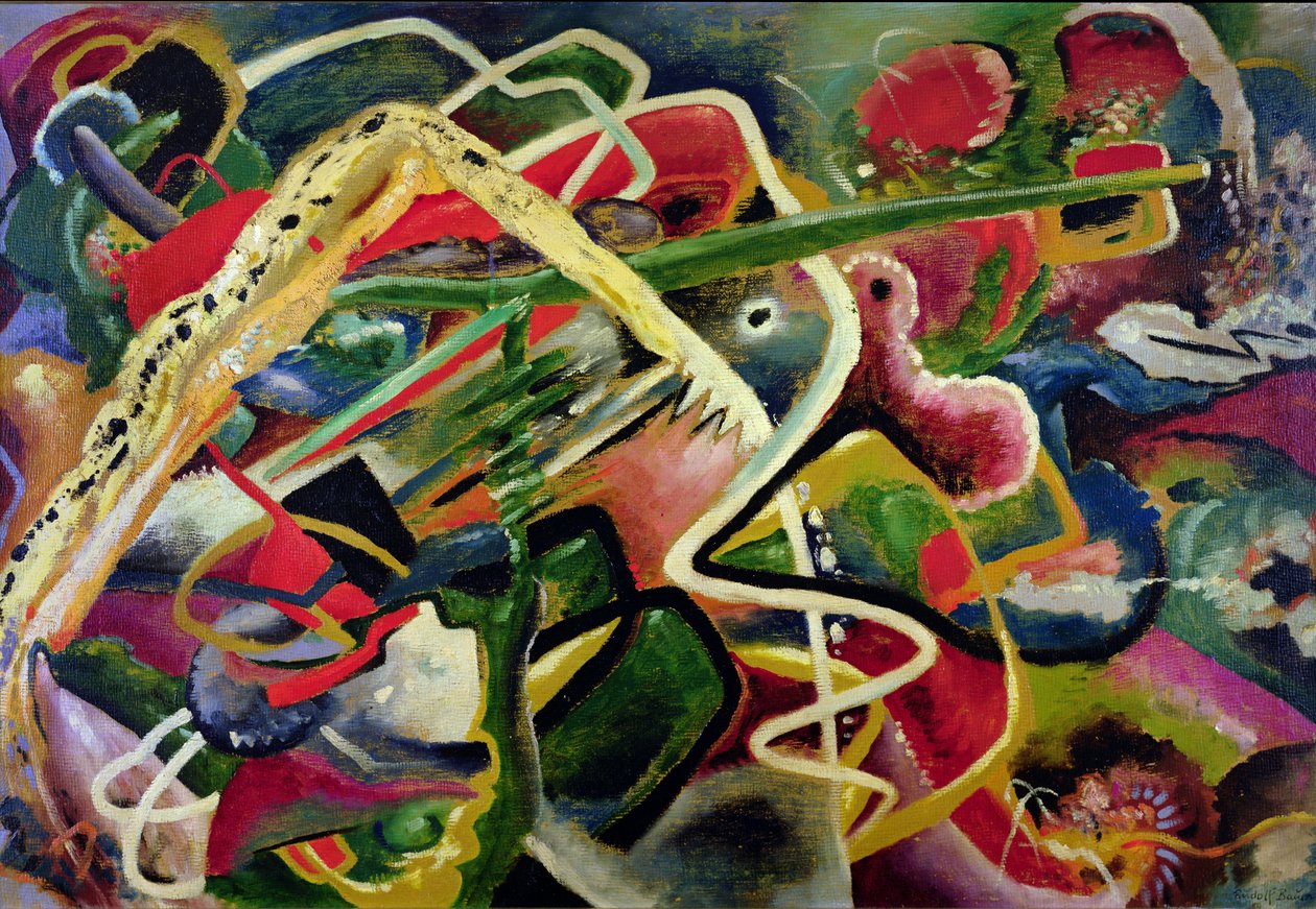 Furioso 9, ca. 1917 (olie på plade) af Rudolf Bauer