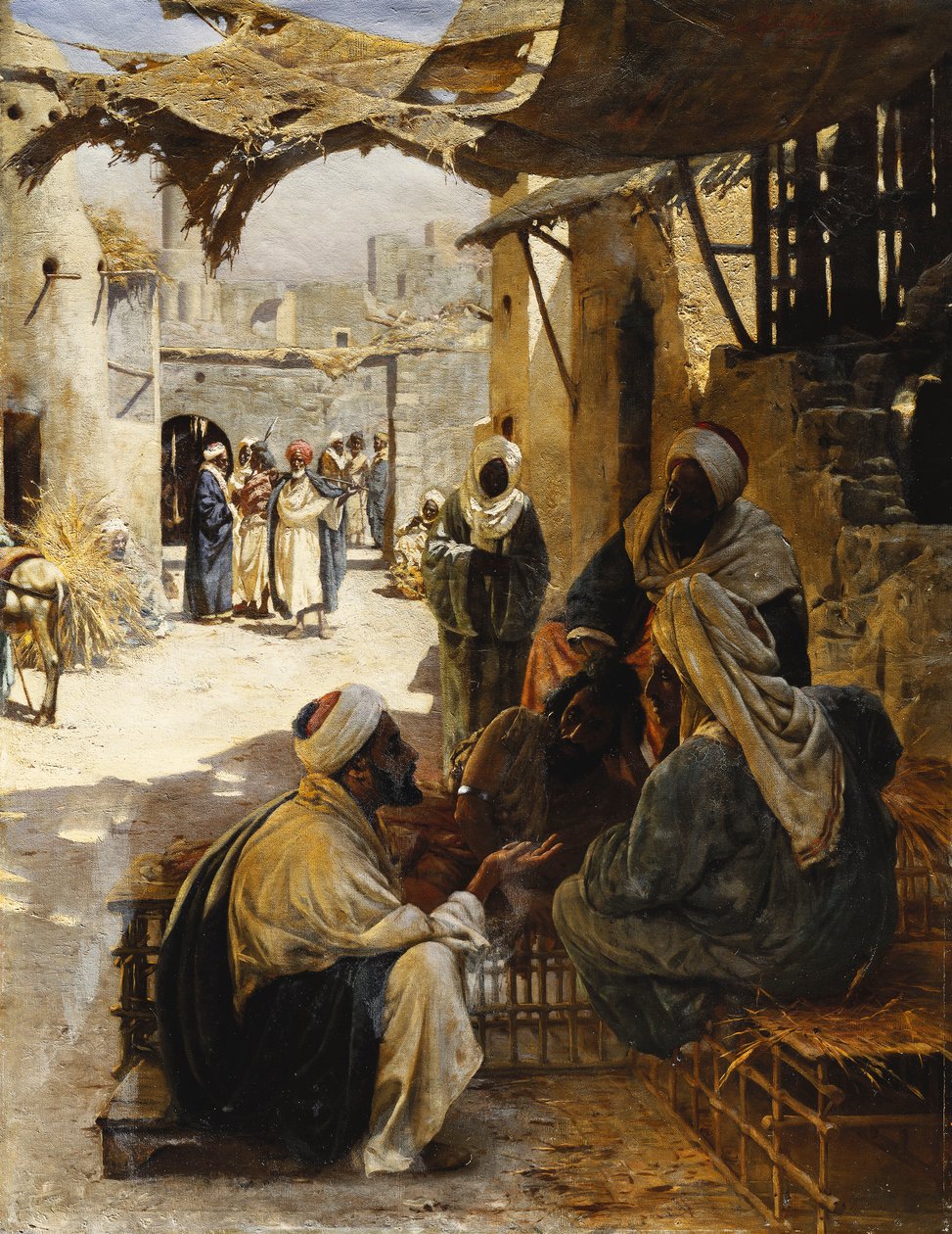 Arabere samtaler i en landsbygade, 1894 af Rudolf Der G. Swoboda
