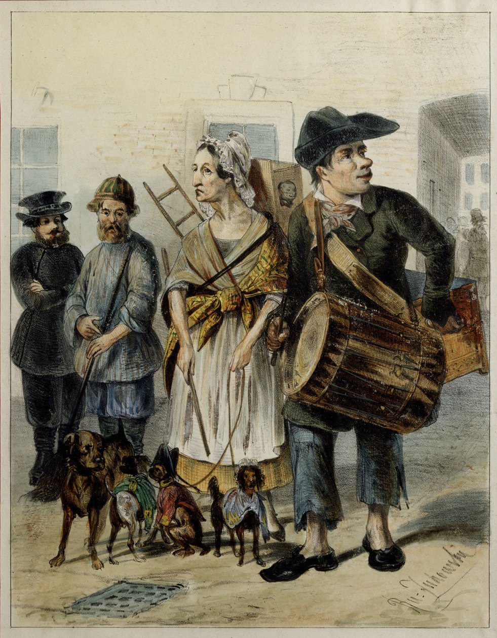 En tjener tager hundene ud, 1843 af Rudolf Kasimirovich Zhukovsky