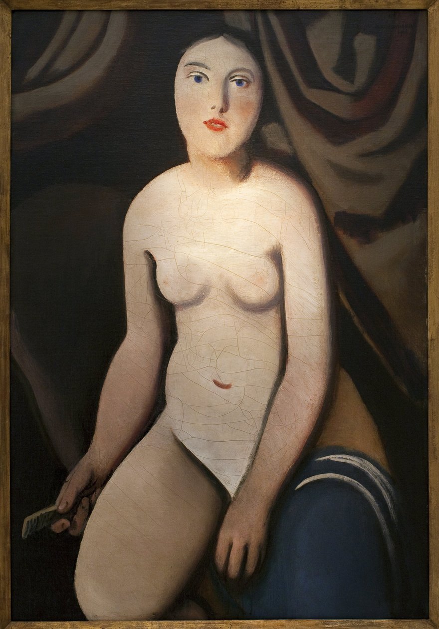 Foran spejlet. Maleri af Rudolf Kremlicka (1886-1932), Olie på lærred af Rudolf Kremlicka