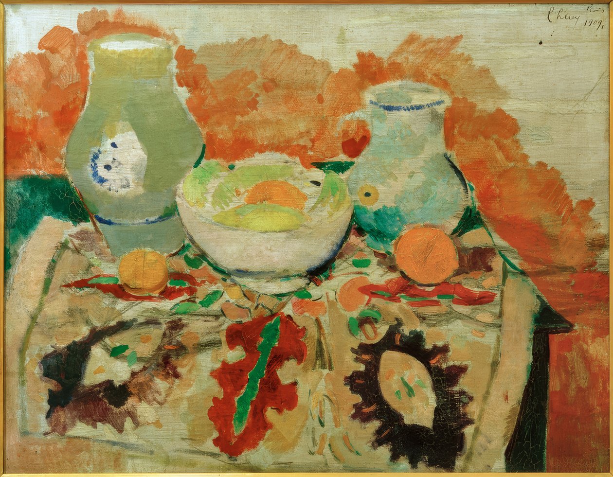 Stilleben med krukker og frugt, Paris af Rudolf Levy