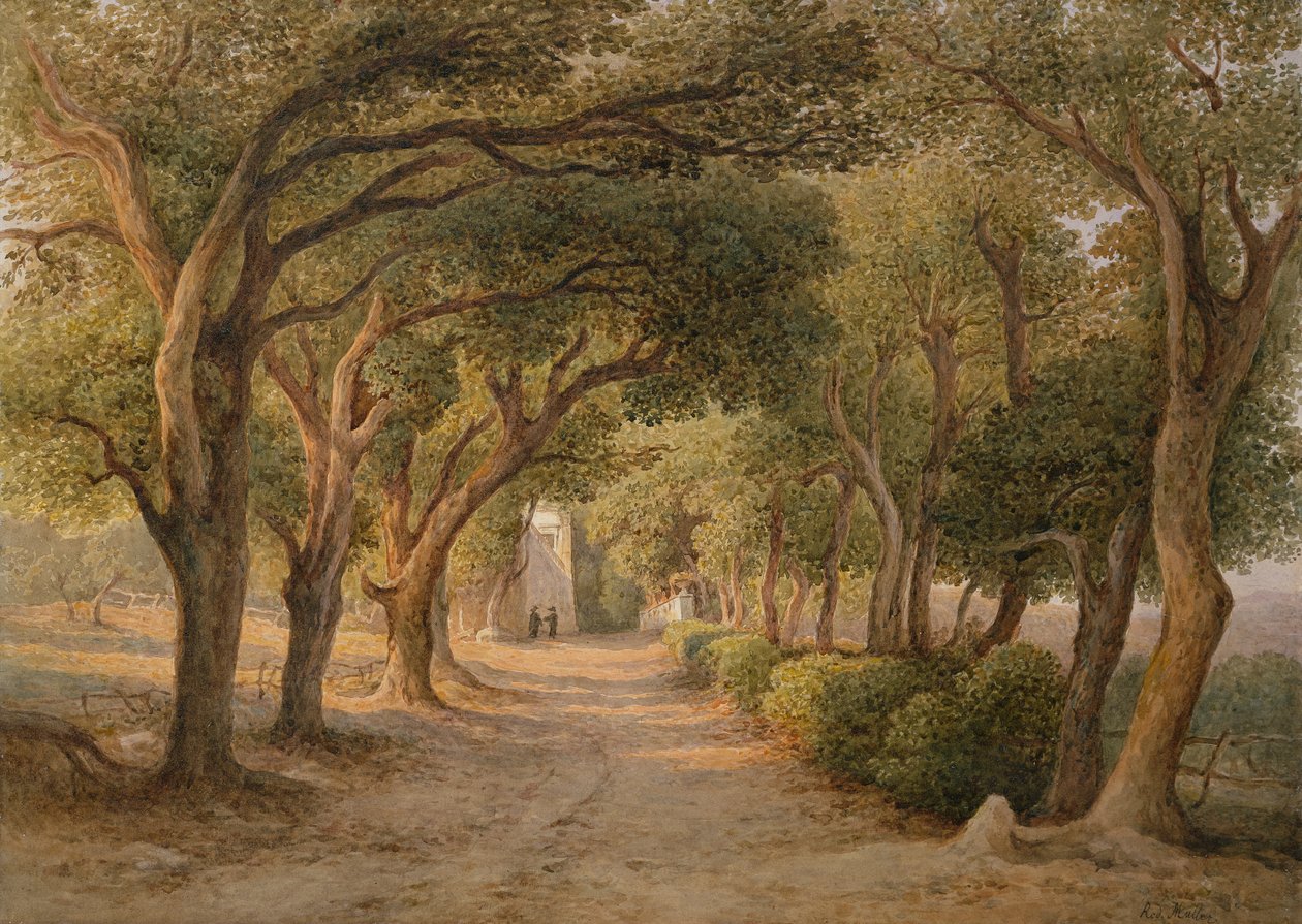 Castel Gandolfo (akvarel på papir) af Rudolf Müller