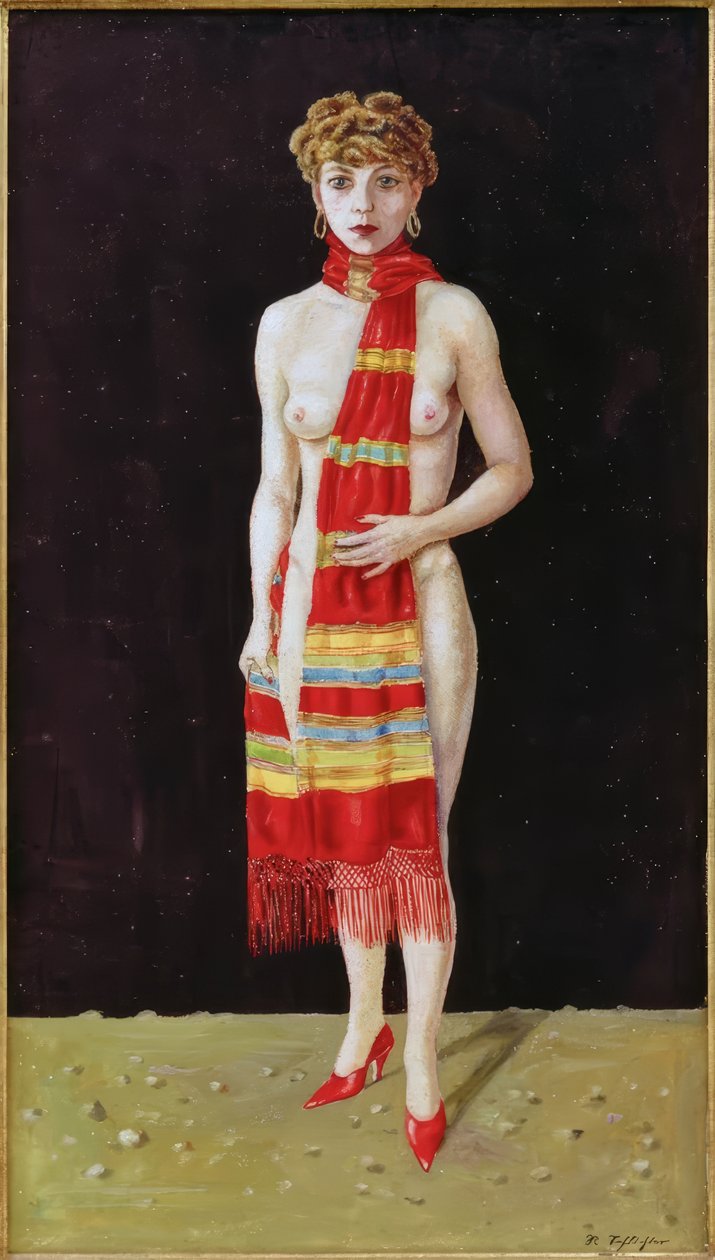 Akt med skærf af Rudolf Schlichter