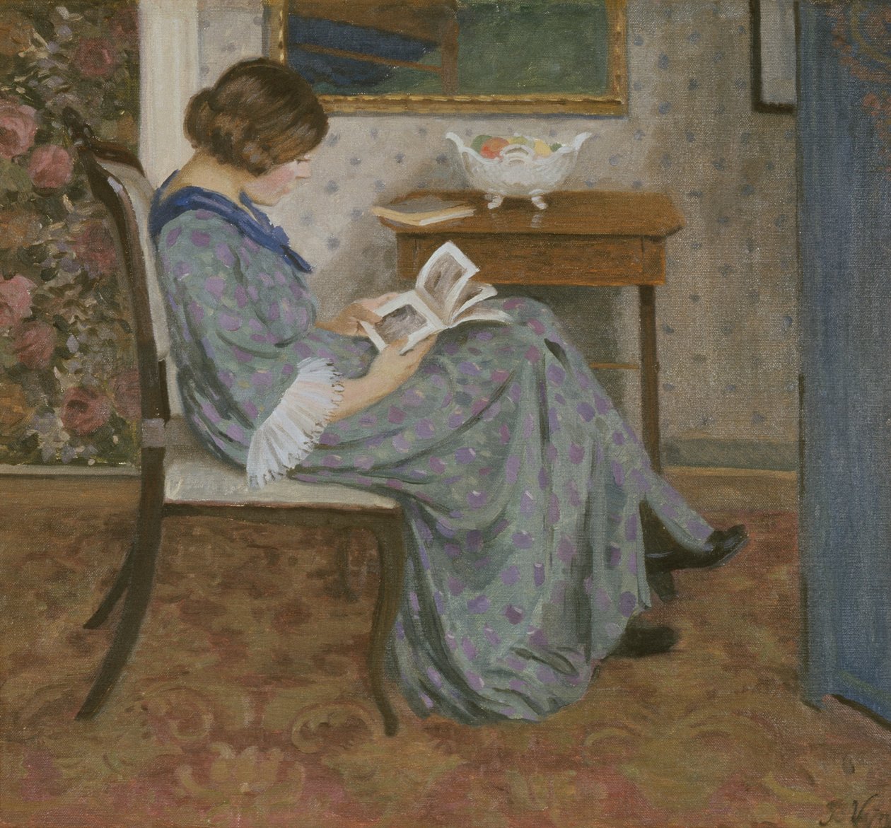 Læser i blåt, omkring 1908 (olie på lærred) af Rudolf Vejrych