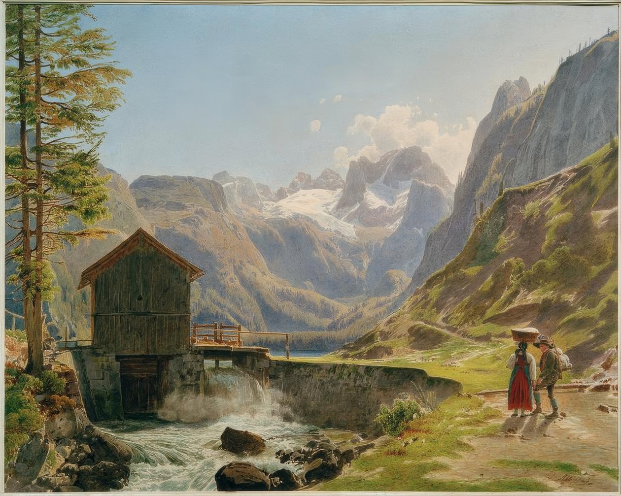 Dachstein i Salzkammergut fra Vorderen Gosausee af Rudolf von Alt