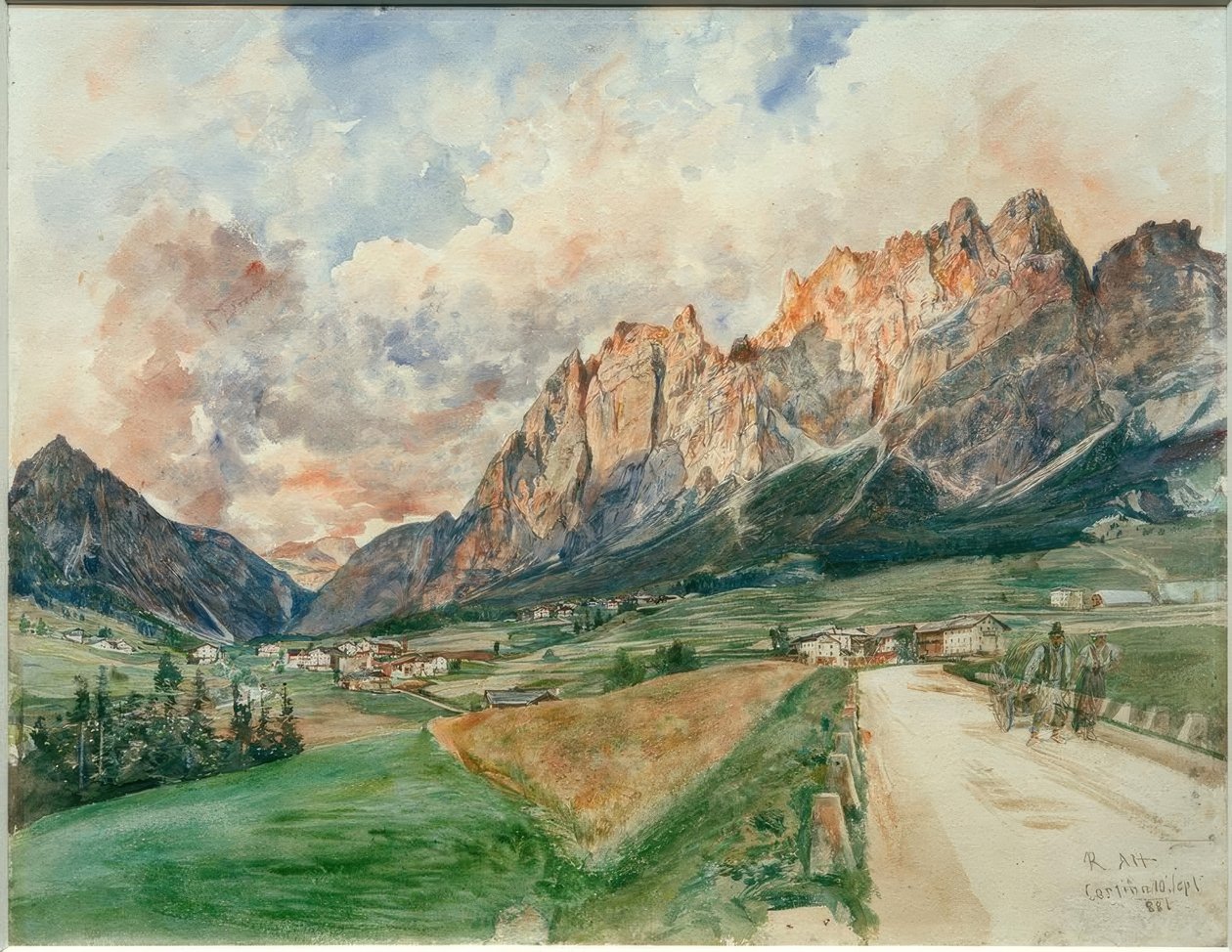 Pomagagnon-væggene med Cortina dAmpezzo af Rudolf von Alt