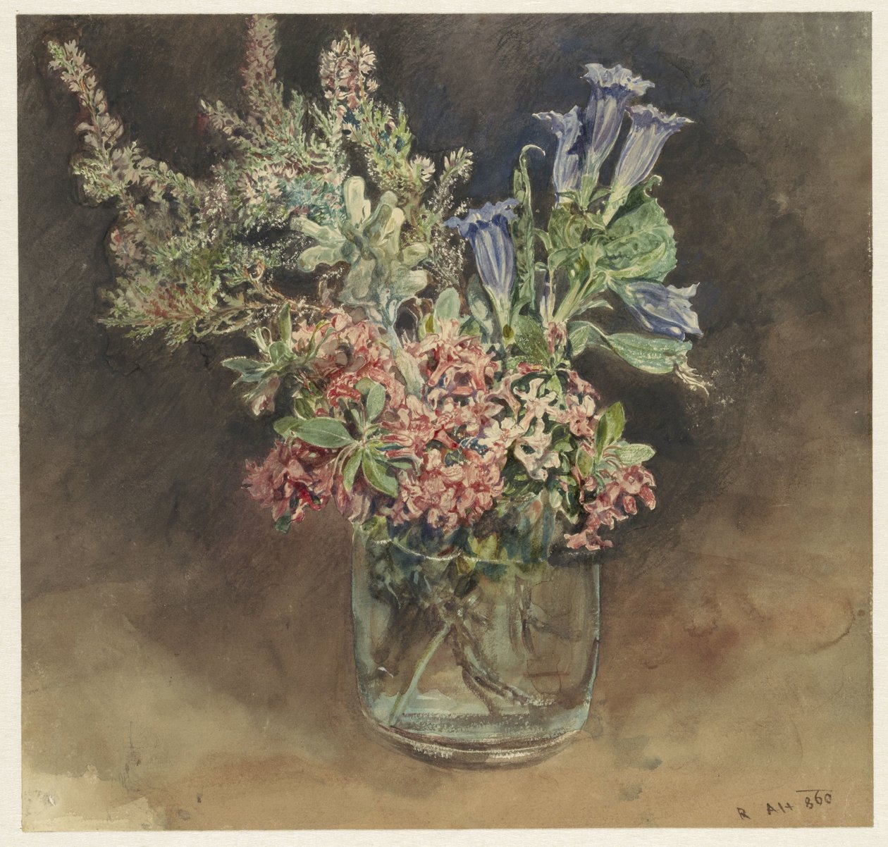 Glas med alpine blomster af Rudolf von Alt
