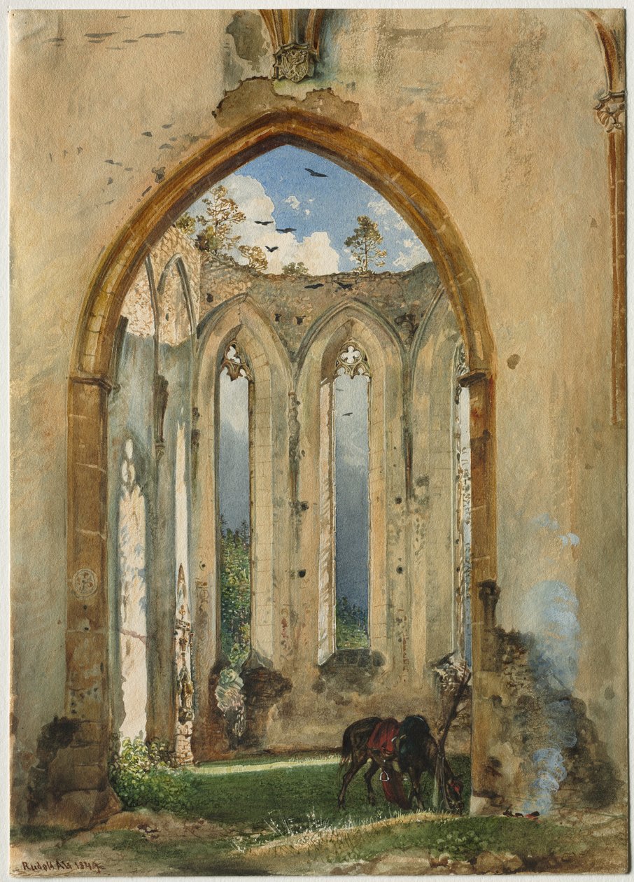 Ruin af en kirke, 1849. af Rudolf von Alt