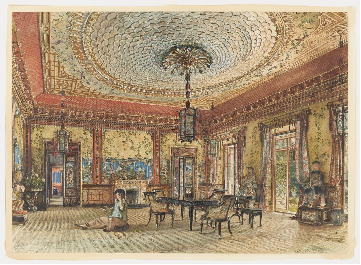 Den japanske salon, Villa Hügel, Hietzing, Wien af Rudolf von Alt