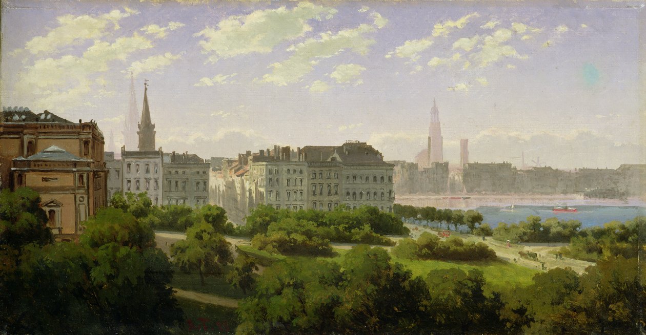 Hamburg Kunsthalle og Wallanlagen ved Glockengiesserwal, 1875 af Rudolf von Turcke