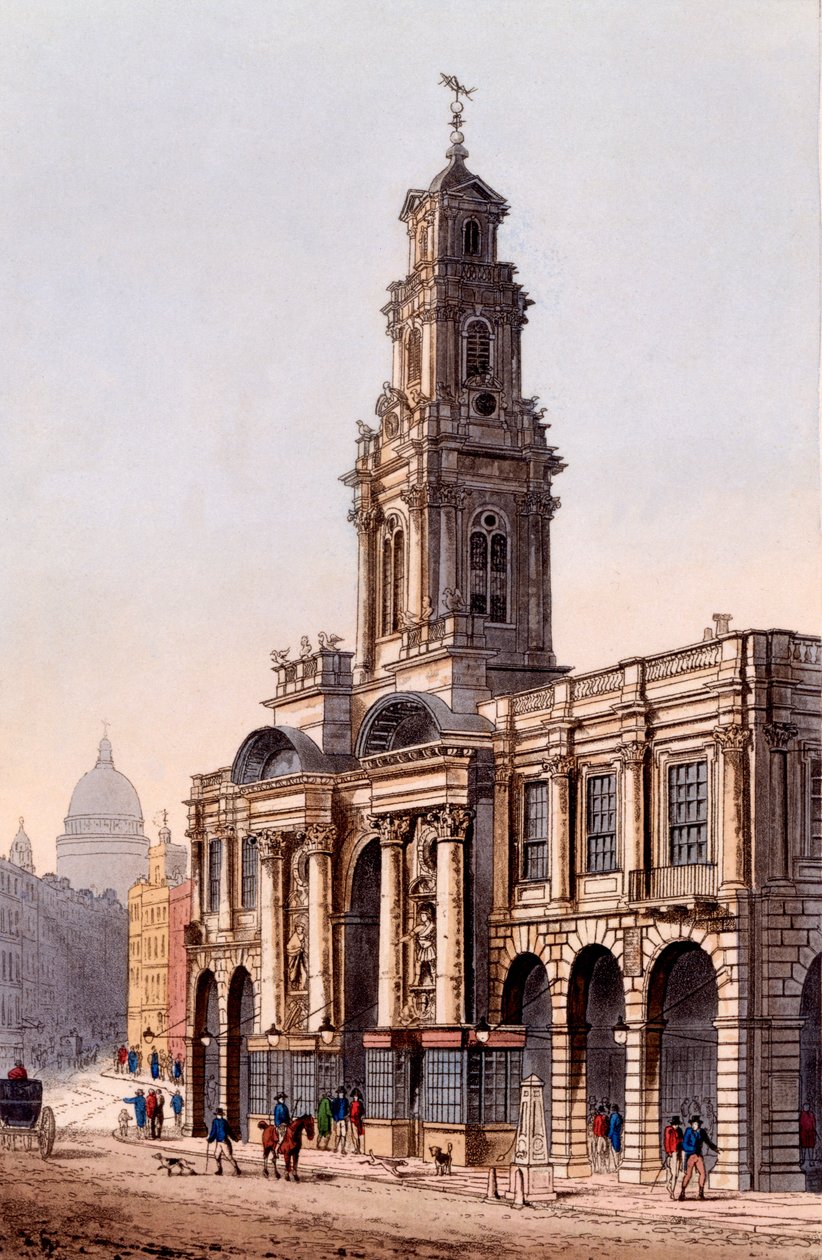 The Royal Exchange, 1816 (farveakvatint) af Rudolph Ackermann