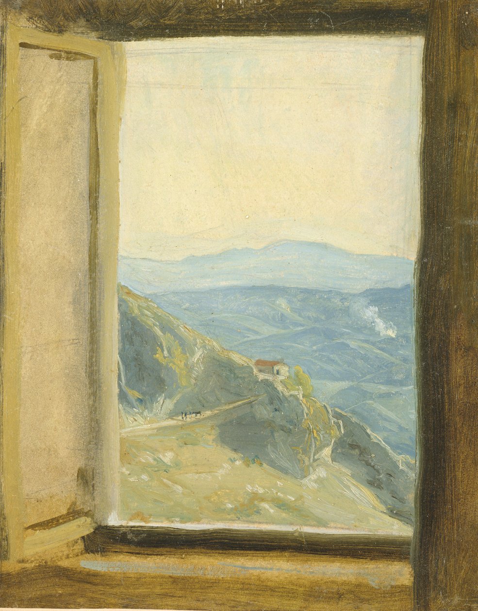 Udsigt over Campania, ca. 1833 (olie på papir monteret på kort) af Rudolph Friedrich Wasmann