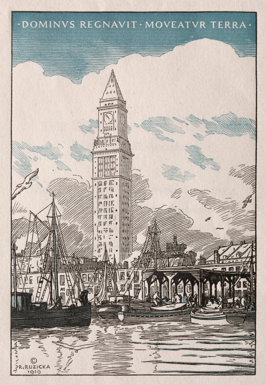 Custom House Tower fra Waterside af Rudolph Ruzicka