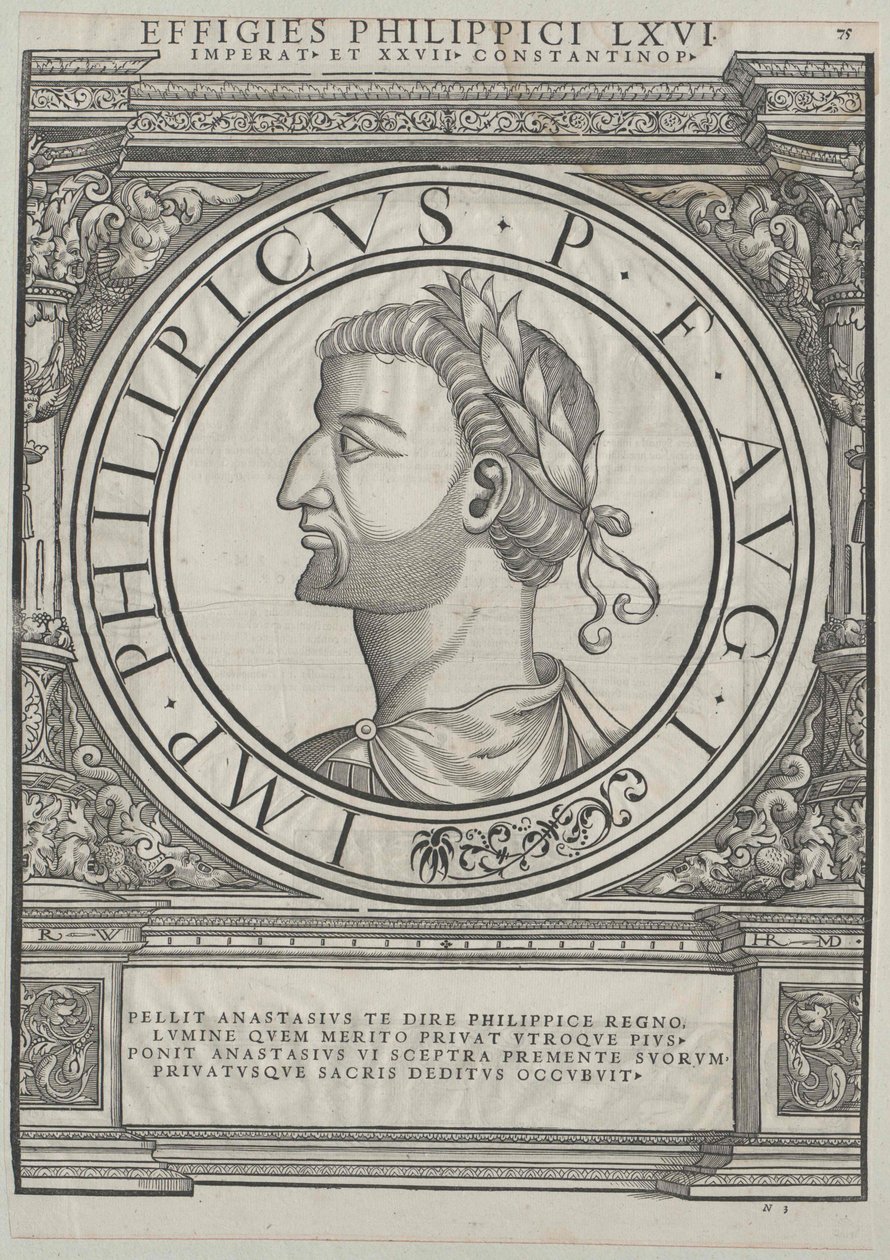 Den østromerske kejser Philippikos Bardanes (print) af Rudolph Wyssenbach