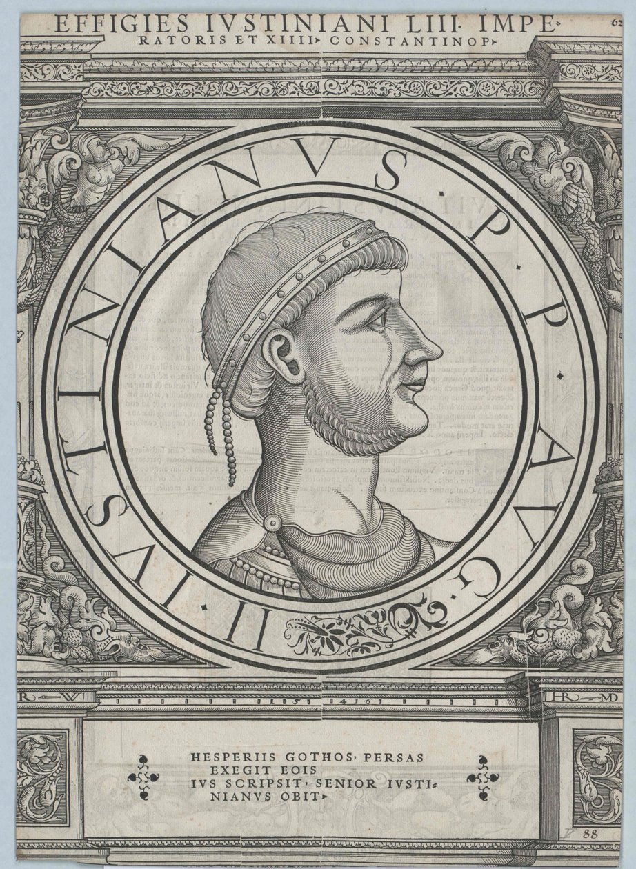Kejser af det byzantinske rige Justinian I (print) af Rudolph Wyssenbach