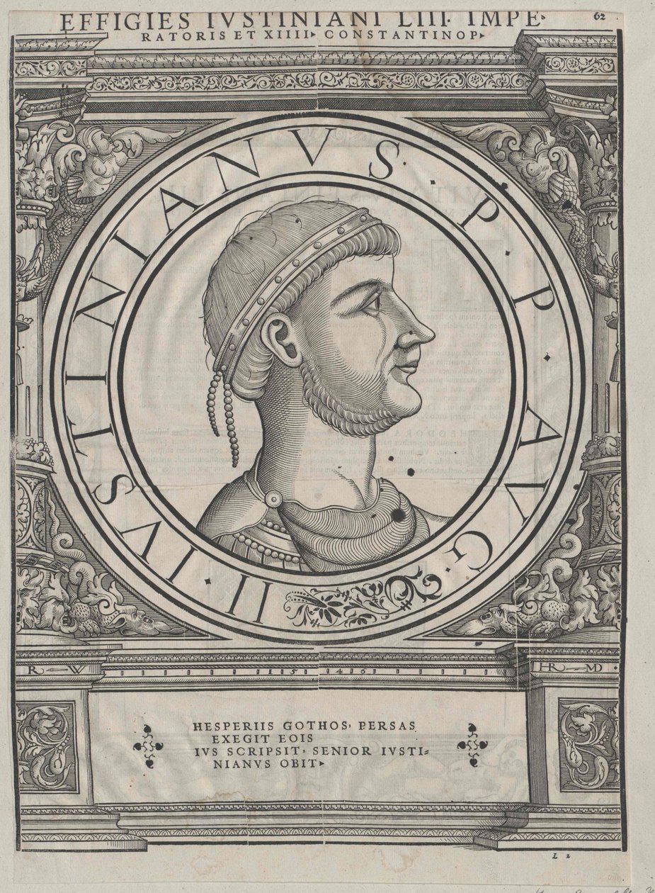 Kejser af det byzantinske rige Justinian I (print) af Rudolph Wyssenbach