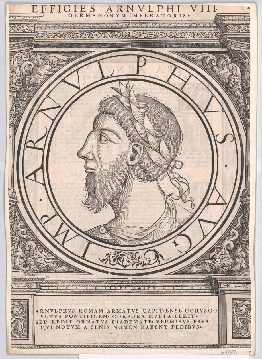 Romersk østfrankisk kejser Arnulf (print) af Rudolph Wyssenbach