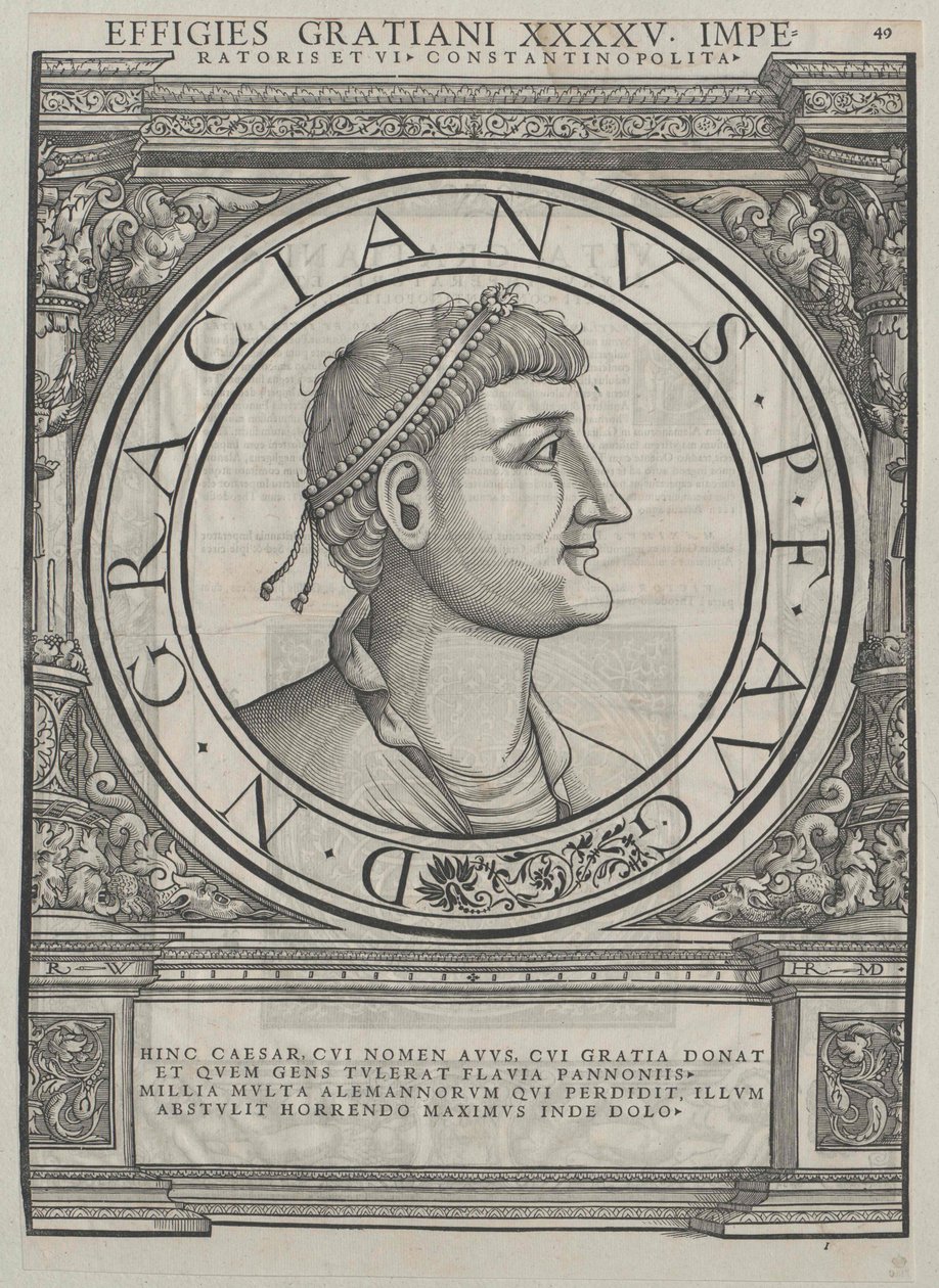 Den romerske kejser Gratianus (tryk) af Rudolph Wyssenbach