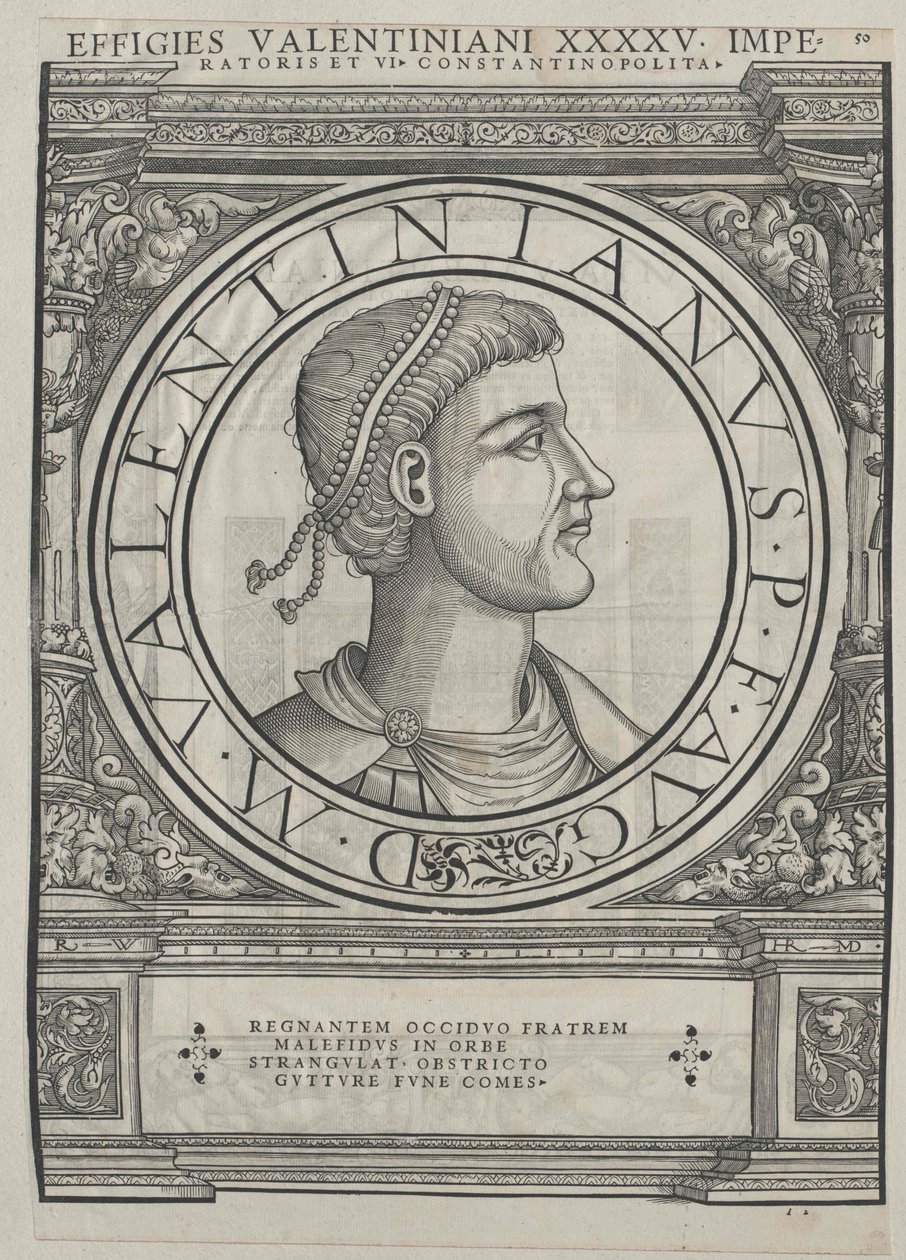 Den romerske kejser Valentinian II (tryk) af Rudolph Wyssenbach