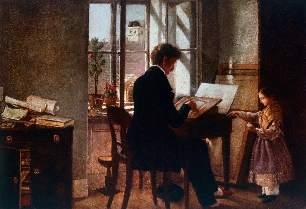 Ved vinduet af Rudolf von Alt (1812-1905), olie på lærred. af Rudolf von Alt