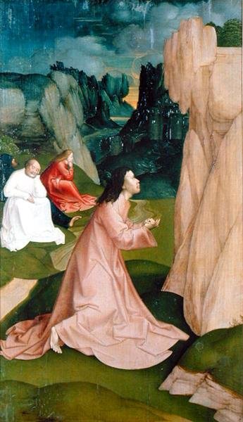 The Agony in the Garden, fra Passion-serien (tempera på panel) af Rueland the Younger Frueauf