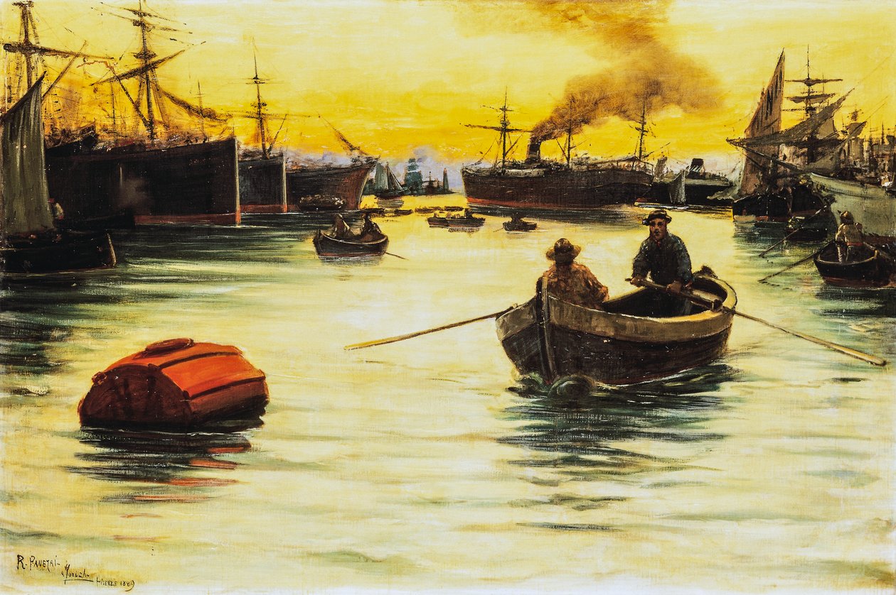 Solnedgang på havnen af Ruggero Panerai