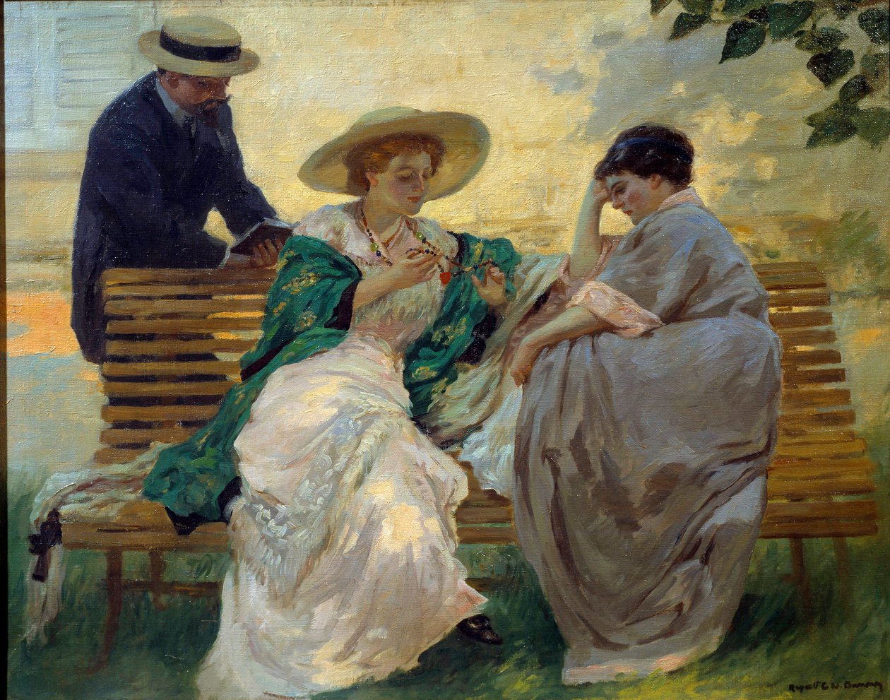 God tid: "The talk"" Gruppe af borgerlige læser på en bænk af Rupert Bunny (1864-1947) 1885 af Rupert Charles Wolston Bunny