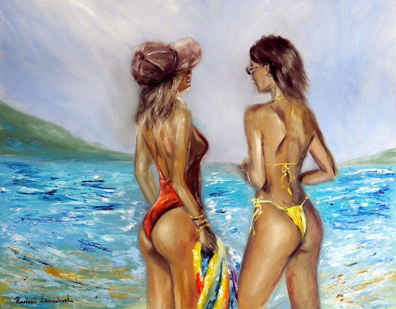 At the Beach, 2022 (olie på lærred) af Ruslana Levandovska