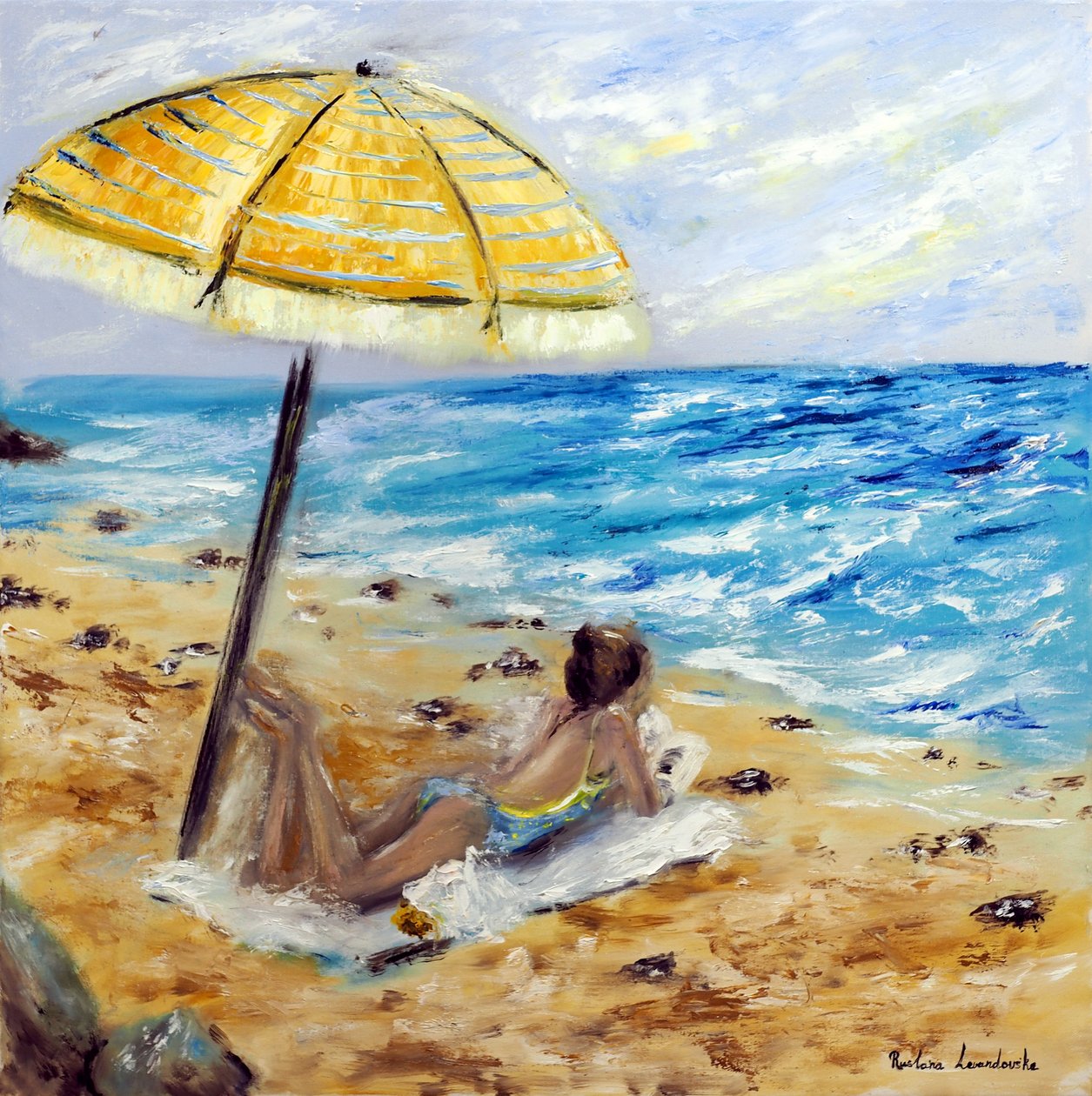 Beach Day, 2022 (olie på kavaj) af Ruslana Levandovska