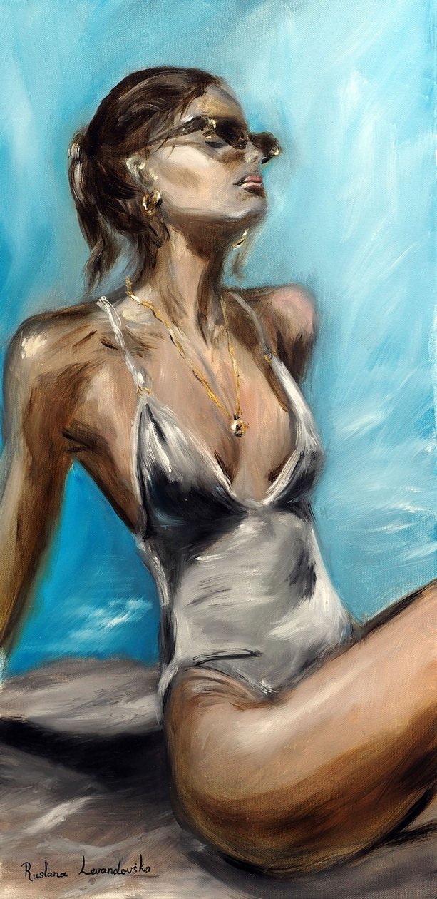 By the Pool, 2022 (olie på lærred) af Ruslana Levandovska