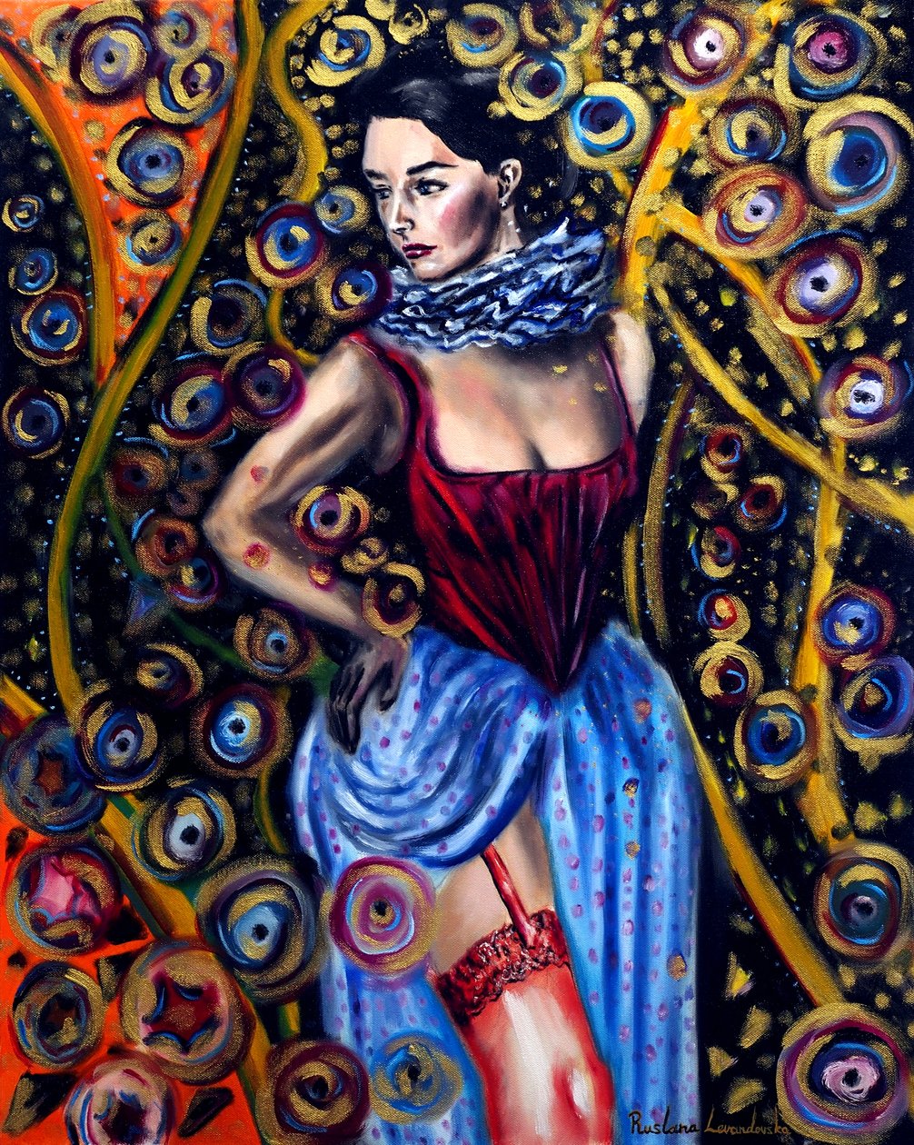 Carnival Tudor Girl, 2025 (olie på lærred) af Ruslana Levandovska