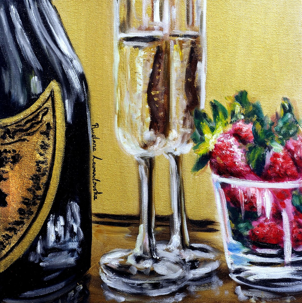 Champagne Wishes, 2025 (olie på lærred) af Ruslana Levandovska