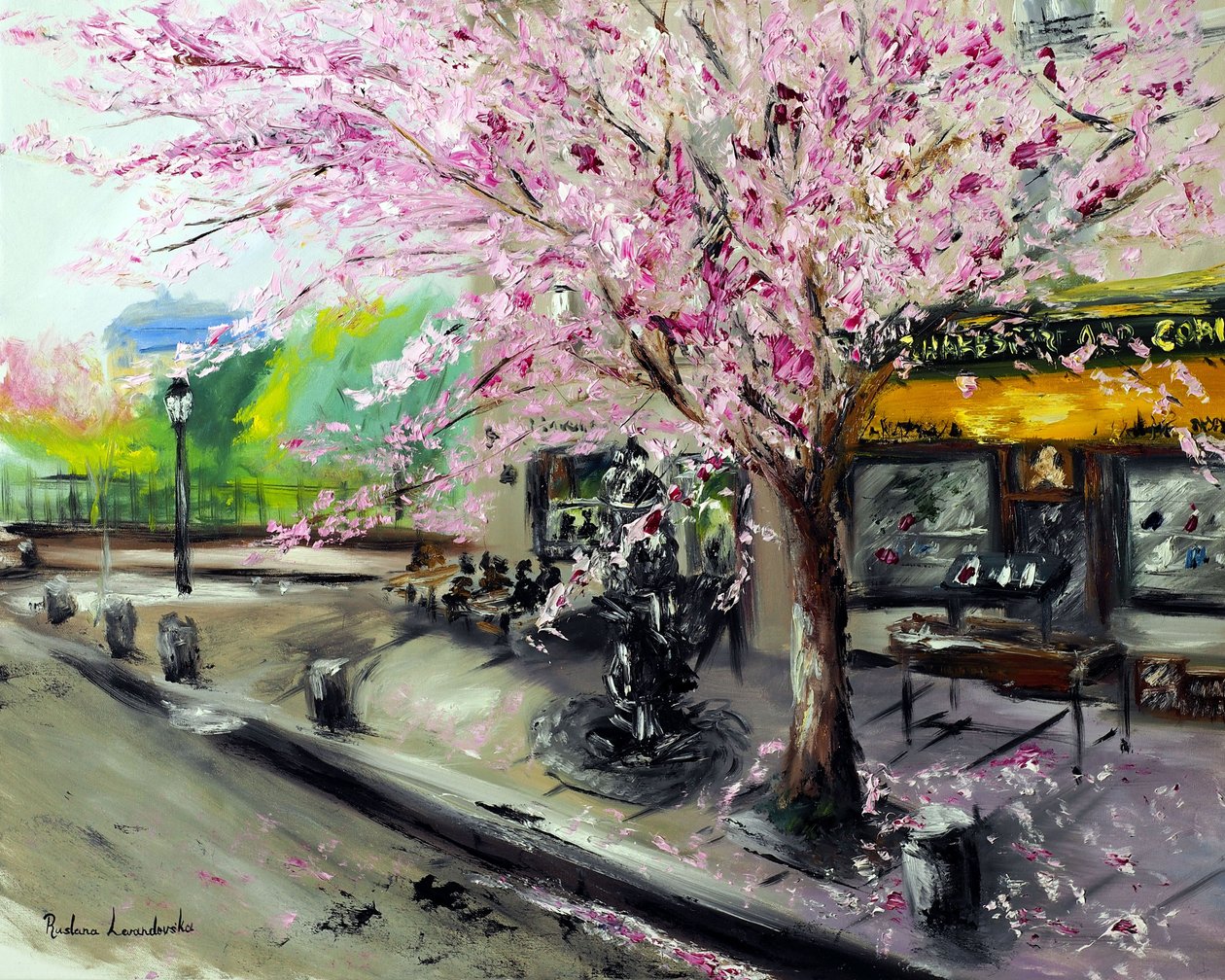 Kirsebærblomster af Shakespeare  Company Paris, 2021 (olie på lærred) af Ruslana Levandovska