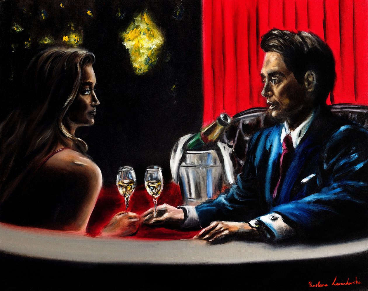Evening Together, 2024 (olie på lærred) af Ruslana Levandovska