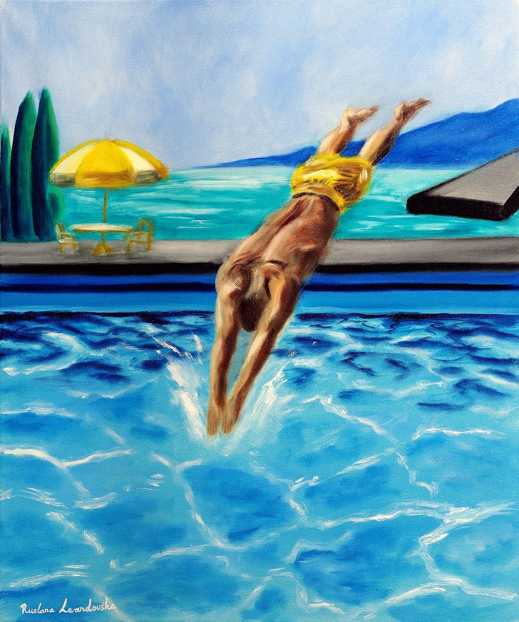 Into the Blue, 2025 (olie på lærred) af Ruslana Levandovska