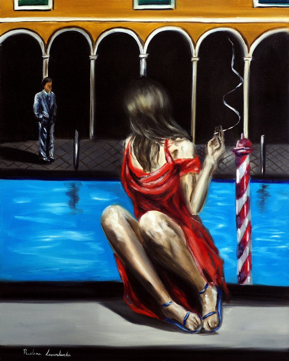 Kærlighed i Venedig, 2025 (olie på lærred) af Ruslana Levandovska