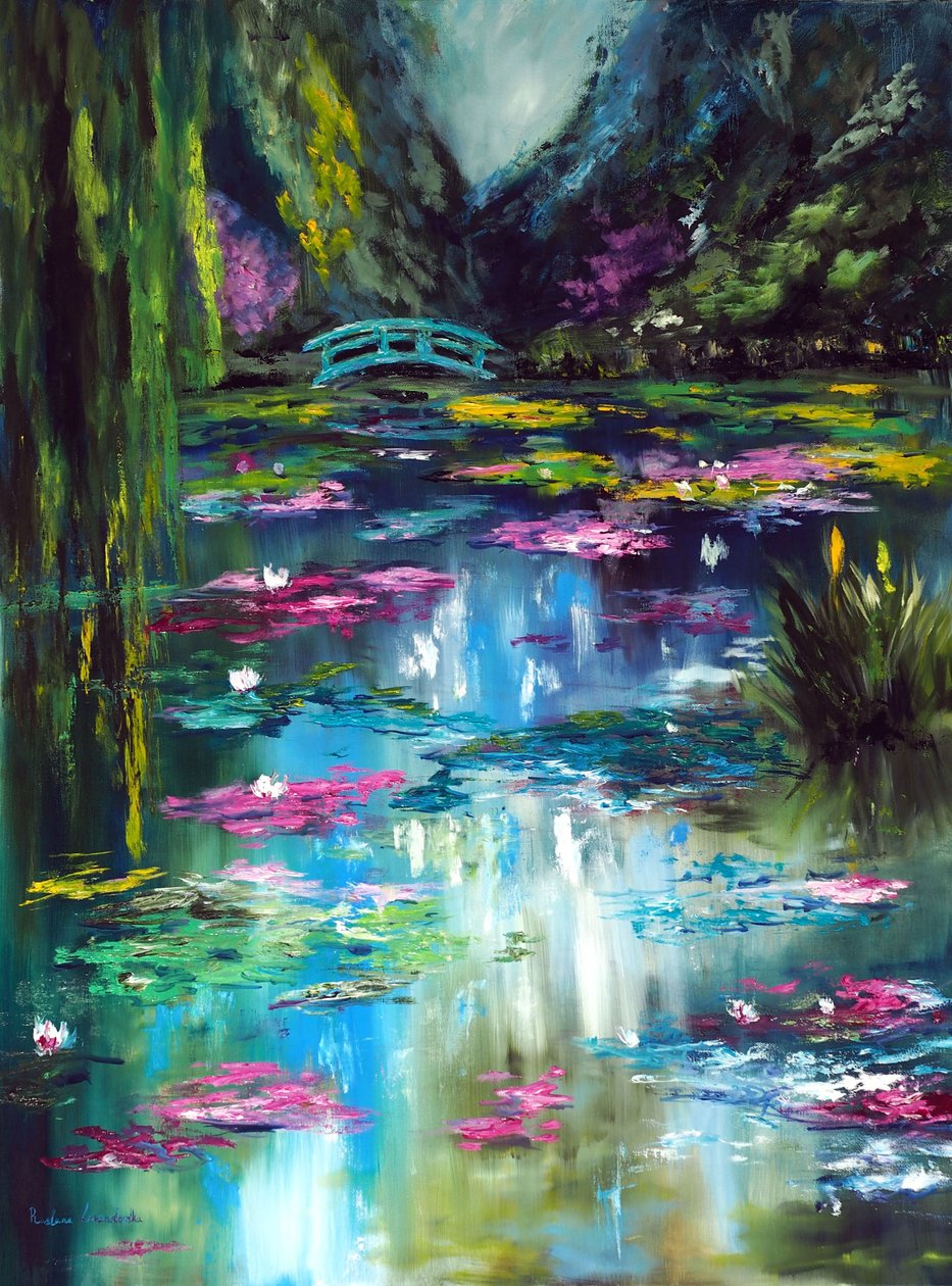 Monet Japanese Garden Giverny, 2021 (olie på lærred) af Ruslana Levandovska